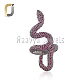 Gemstone Ruby 925 Silver Snake Ring Jewelry