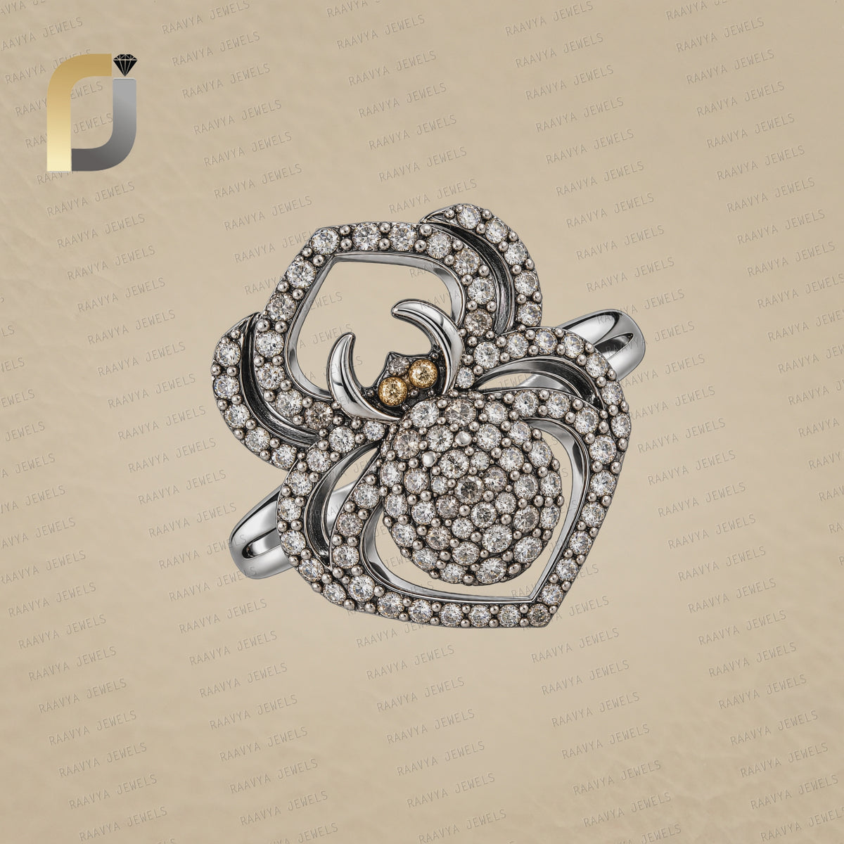 925 Silver Pave Diamond Spider Ring Jewelry