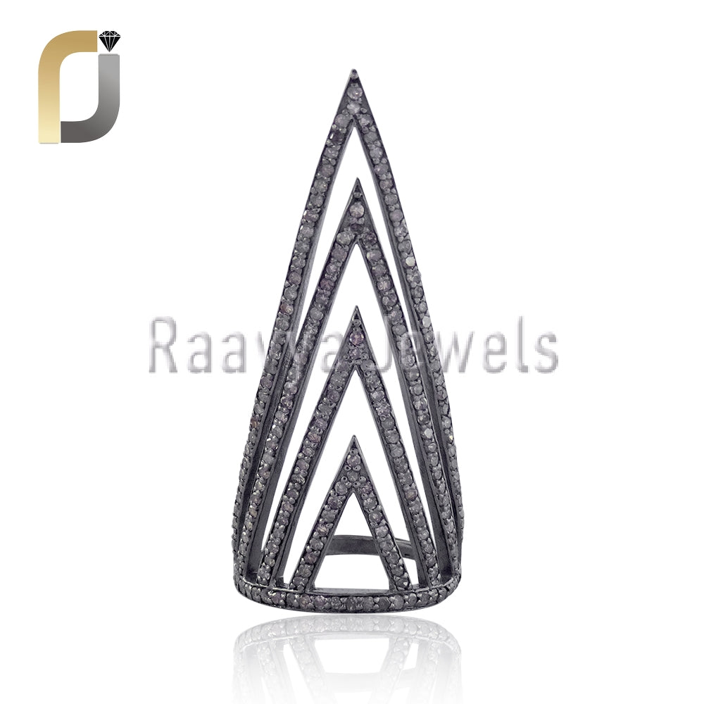 Diamond 925 Silver Long Designer Ring Jewelry