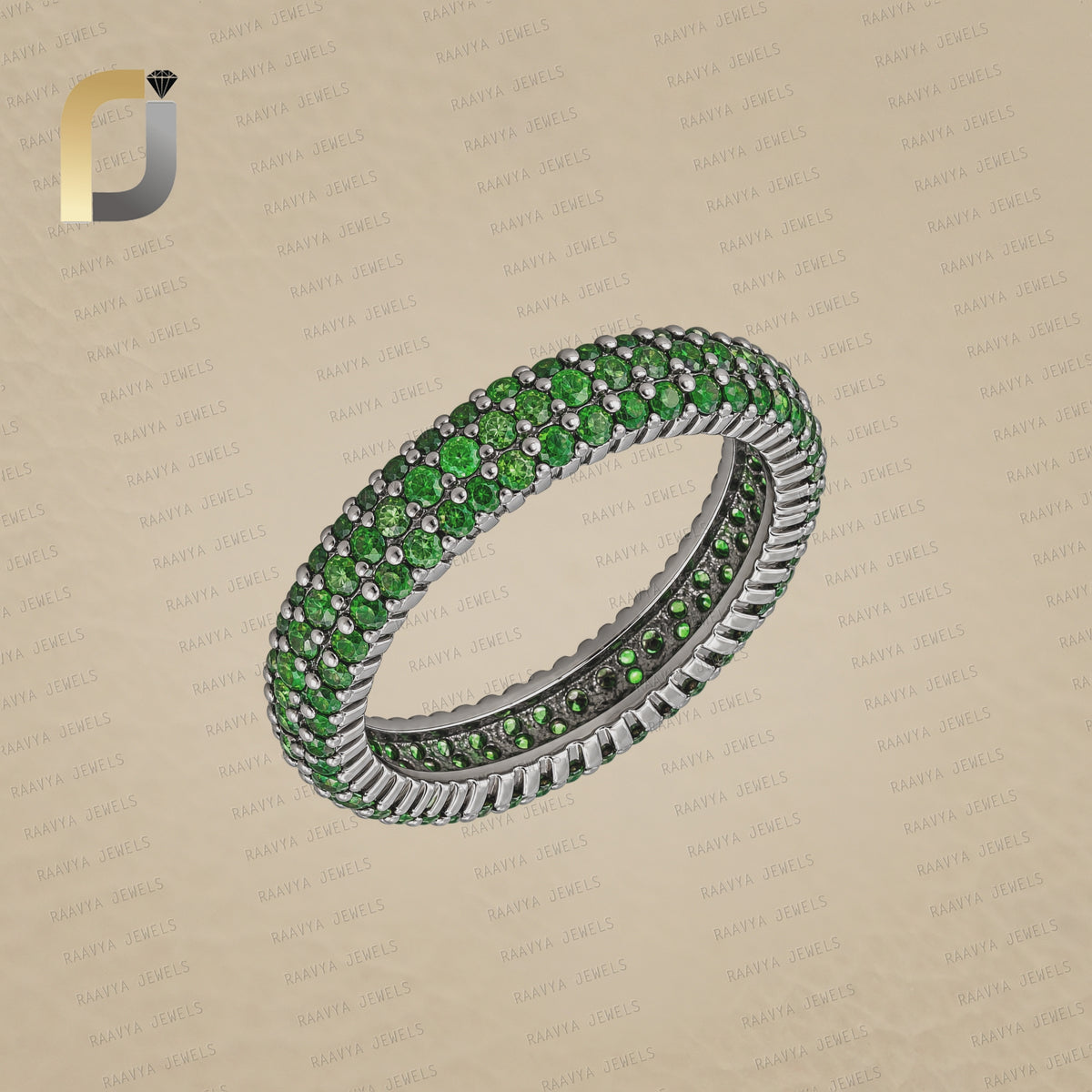 Chrome Diopside Gemstone 925 Silver Band Ring Jewelry
