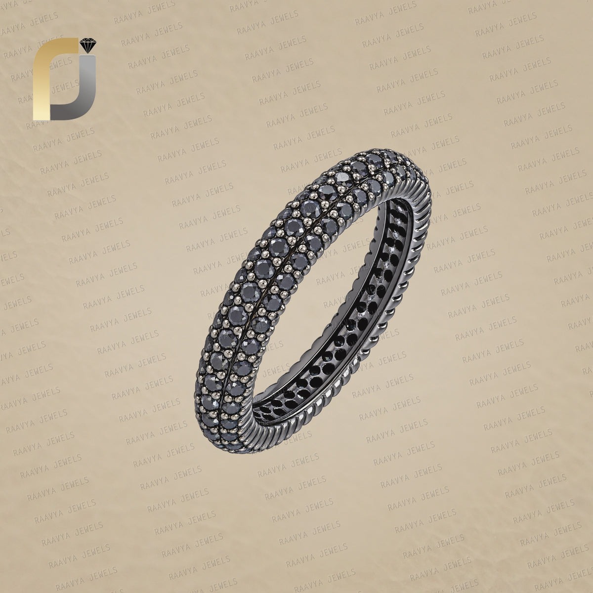 Black Diamond 925 Silver Full Eternity Band Ring Jewelry
