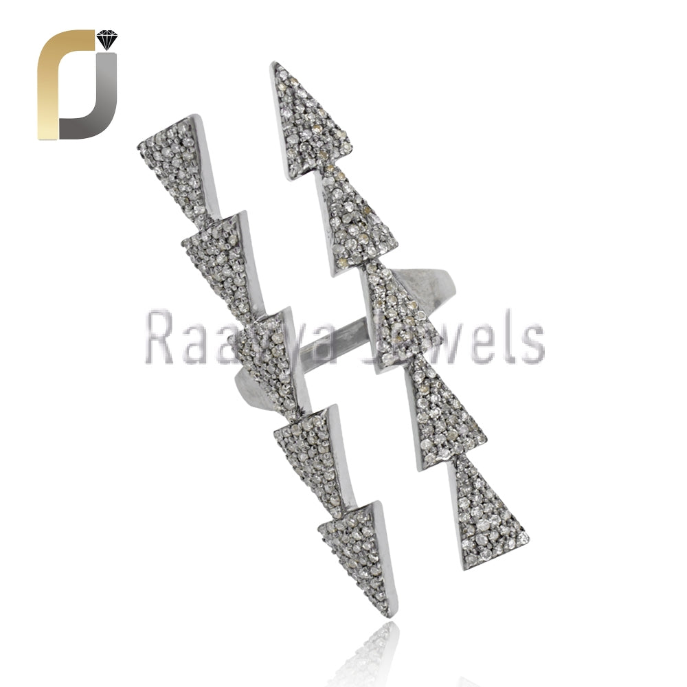 Champagne Diamond 925 Silver Long Ring Jewelry