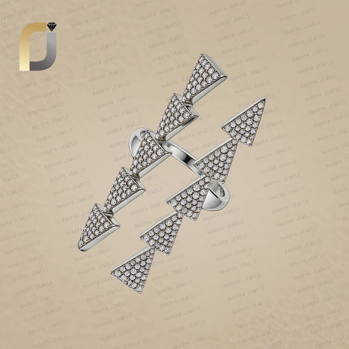 Champagne Diamond 925 Silver Long Ring Jewelry