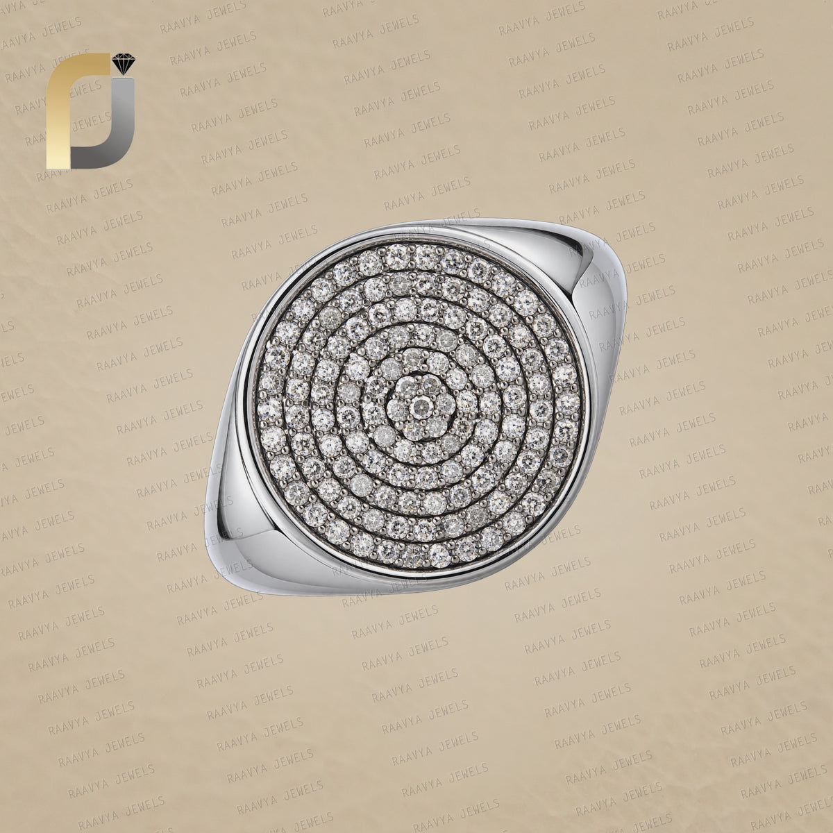 Pave Diamond Round 925 Silver Handmade Ring Jewelry
