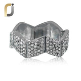Champagne Pave Diamond 925 Silver Handmade Band Ring Jewelry