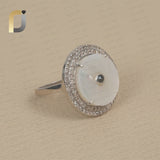Double Line Diamond Round MOP 925 Silver Ring Jewelry