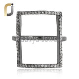 Single Line Diamond Oxidized 925 Silver Ring Jewelry
