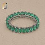 Emerald Gemstone 925 Silver Full Band Ring Jewelry