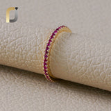 Solid 14k Yellow Gold Natural Ruby Gemstone Stackable Band Minimalist Ring