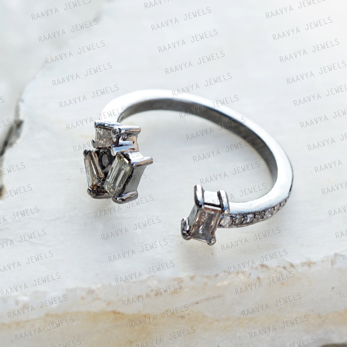 Baguette Diamond 925 Silver Band Ring Jewelry