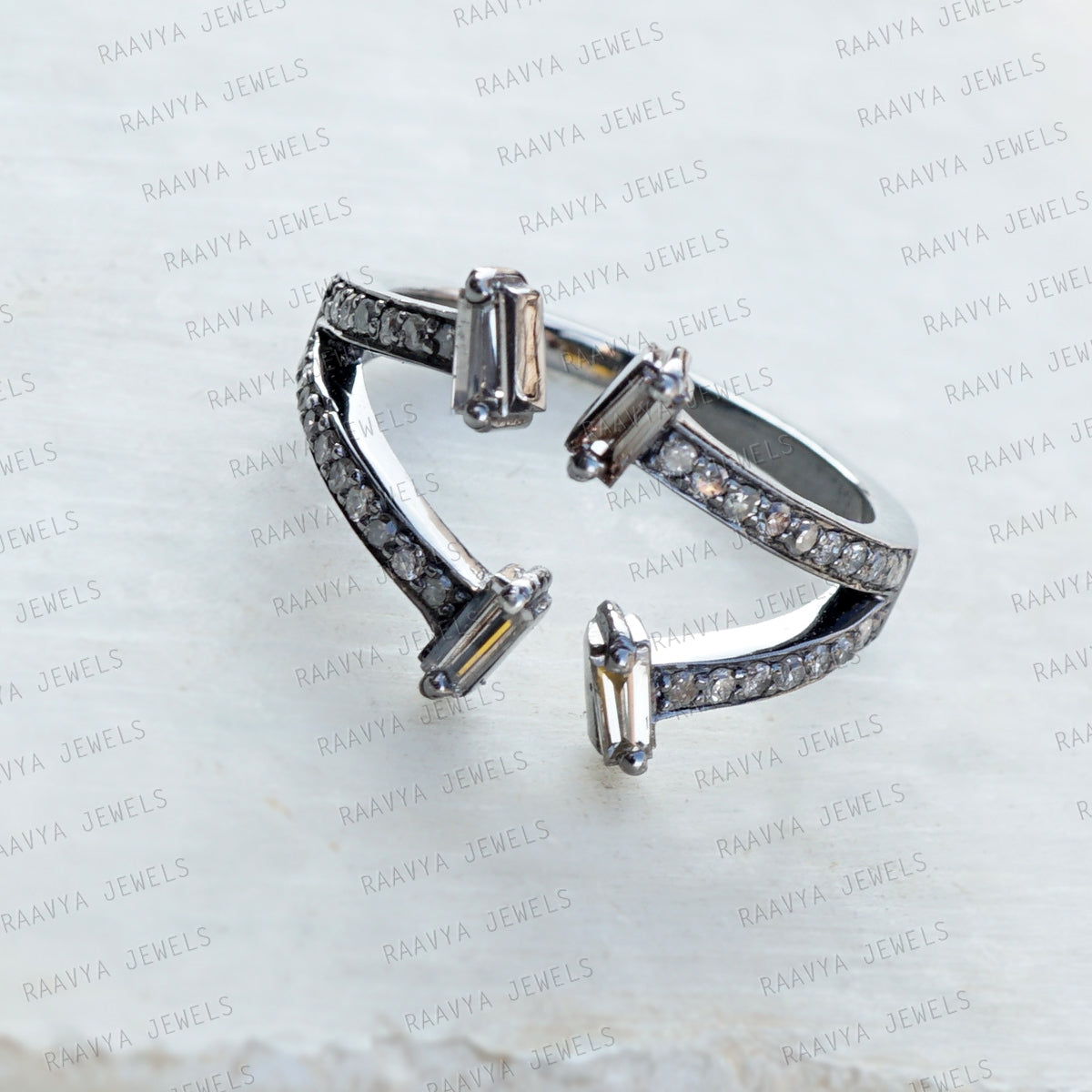 Baguette Diamond 925 Silver Band Ring Jewelry