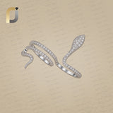 925 Sterling Silver Pave Diamond Snake Ring Jewelry