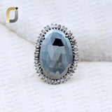 Baguette Diamond Oxidized 925 Silver Black Spinel Ring