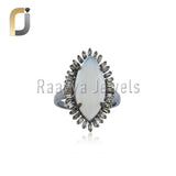 Baguette Diamond Marquise Opal Silver Marquise Ring Jewelry