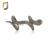 Ruby Eyed Champagne Diamond Snake Ring Jewelry 925 Silver