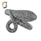Pave Diamond Snake 925 Silver Ring Jewelry