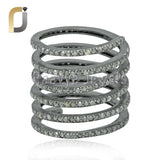Pave Diamond Spiral 925 Silver Ring Jewelry
