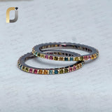 Multi Gemstone 925 Silver Full Eternity Band Stack Ring