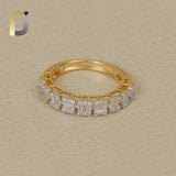 White Diamond Baguette & Double Cut White Diamond Yellow Gold Eternity Band Ring Jewelry