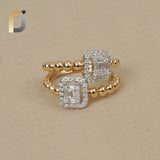 Double Line 14k Gold Diamond Band Ring Fine Jewelry