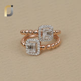 Baguette Diamond Designer Double Band 14k Rose Gold Ring Jewelry