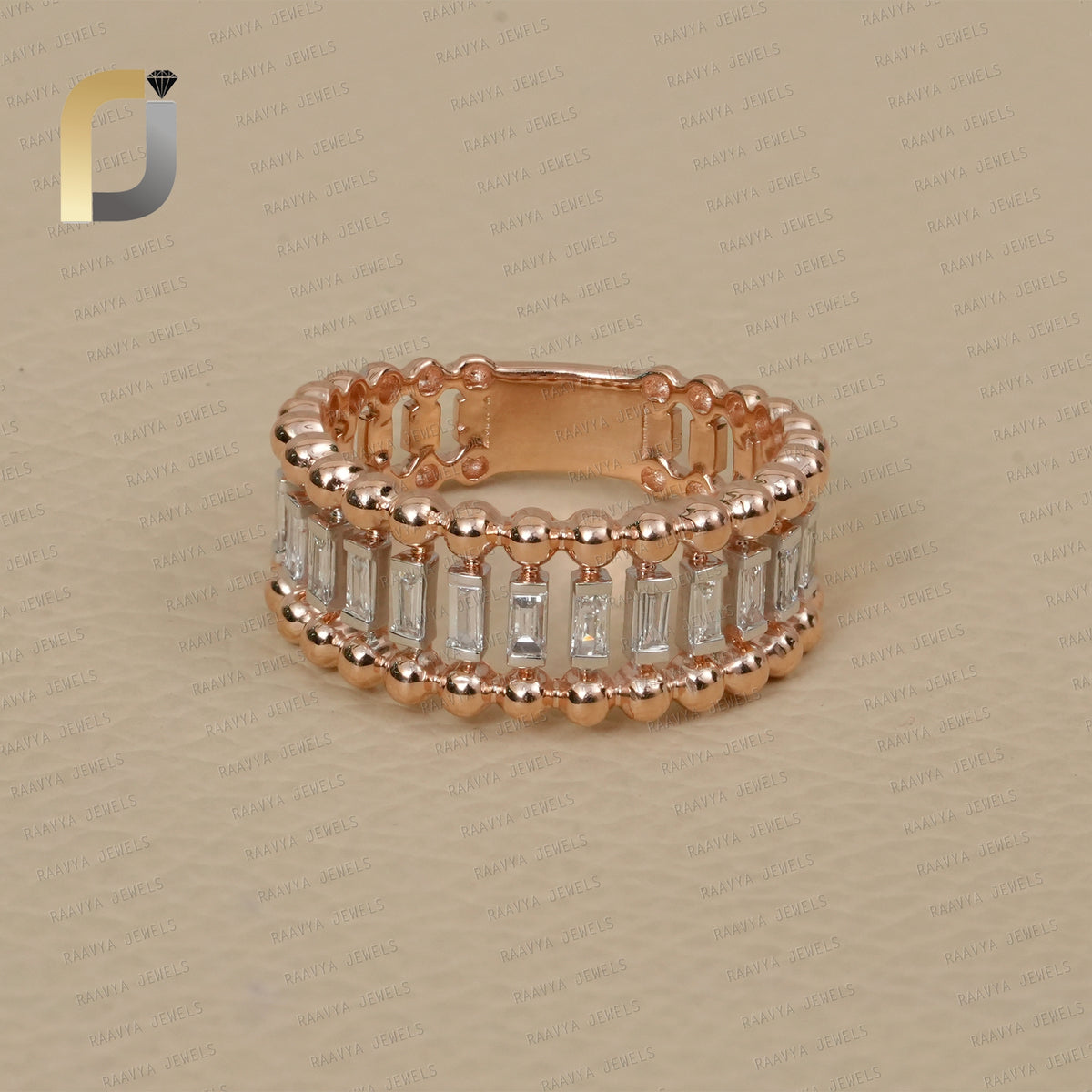 14k Rose Gold Baguette Diamond Fine Ring Jewelry