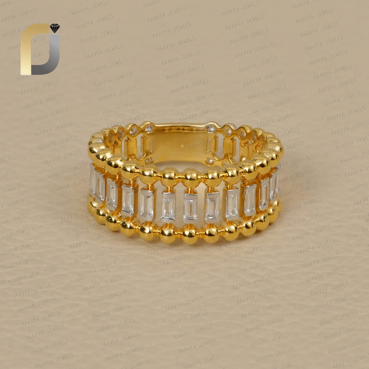 Baguette Diamond 14k Yellow Gold Band Ring Jewelry