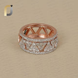 Multi Stack 14k Rose Gold Diamond Band Ring Jewelry