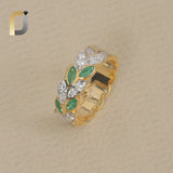 Natural Emerald Gemstone Solid 14k Yellow Gold Diamond Ring