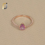 14K Solid Rose Gold with Pink Sapphire Gemstone Designer Ring Jewelry