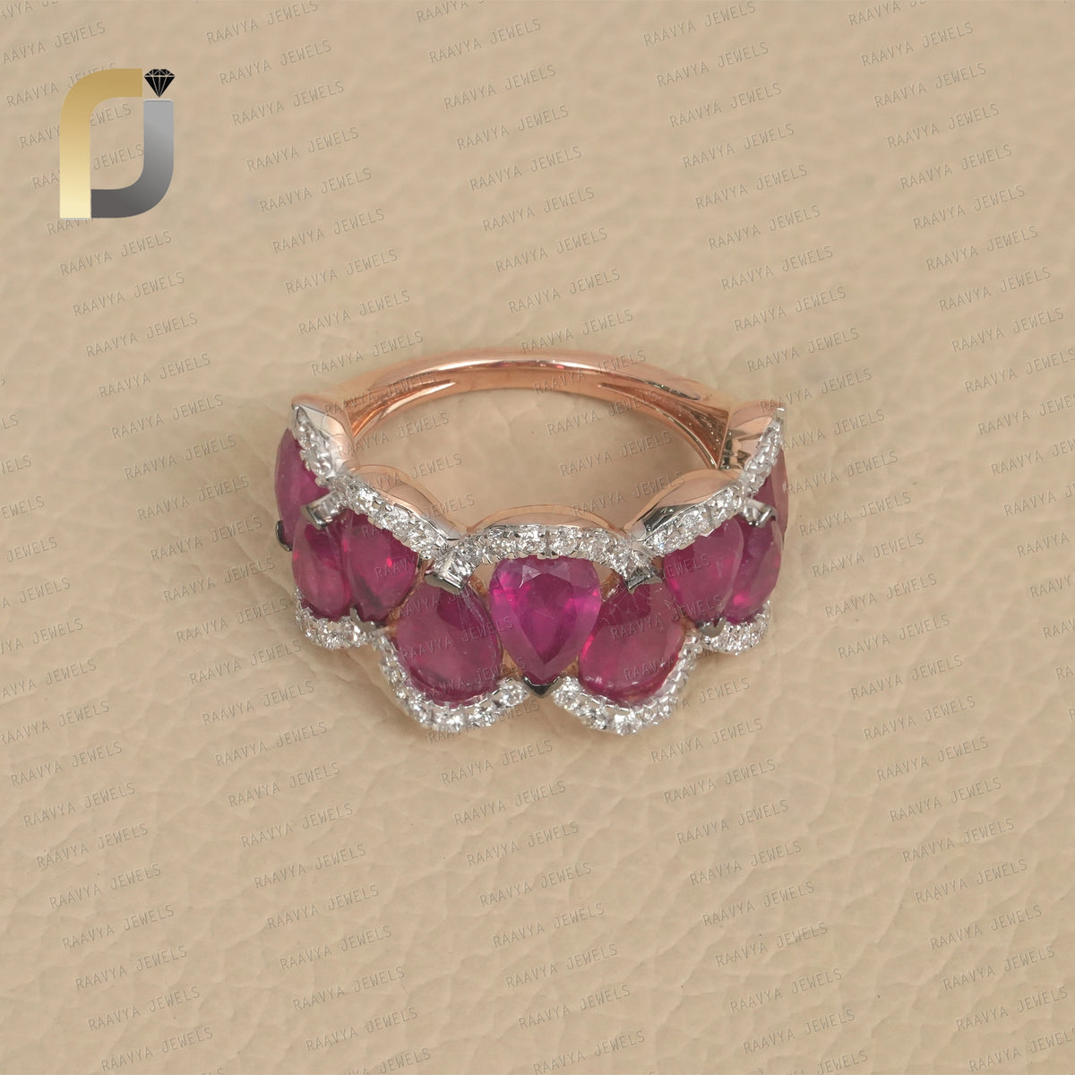 Lab Grown Pink Diamond 14k Rose Gold Diamond Cocktail Ring Fine Jewelry